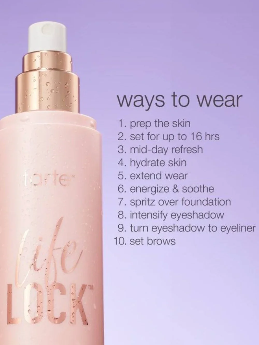 tarte Lifelock Hydrating Setting Spray Travel Size-NWT